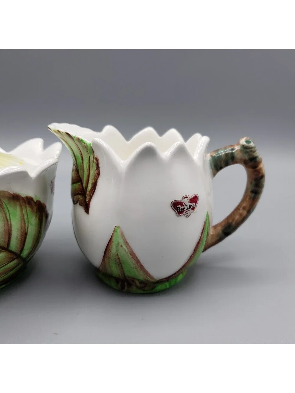Vintage Lefton Bee Line Creamer & Sugar Set Bumble Bee Ceramic #1291 Japan